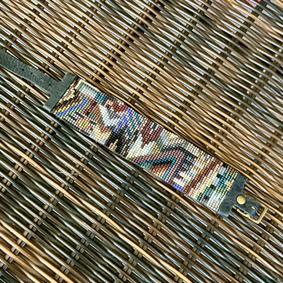 JULIE ROFMAN Boutique Handwoven “Night Cuff” Colorful Belted Bead Bracelet - Picture 2 of 9